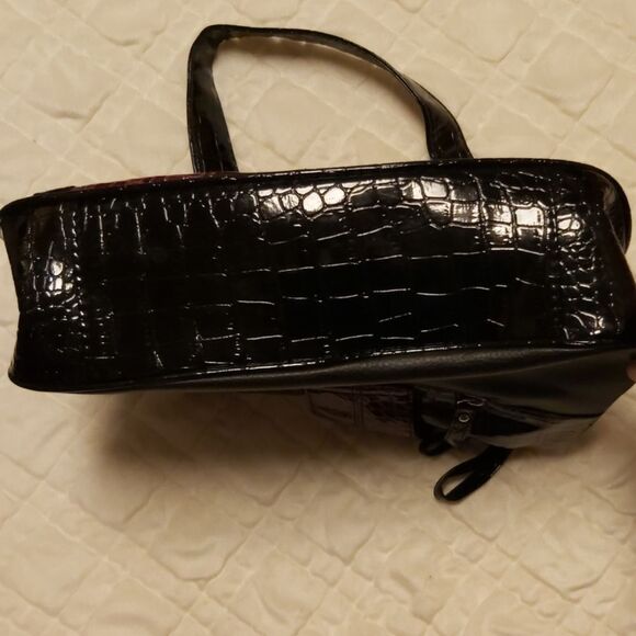 Y2K Leather Purse Purple Black Patchwork Style Over the Shoulder strap zipper - Picture 5 of 8